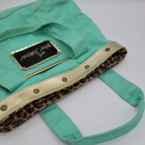 Betsey Johnson Mint green Gold Leopard Small Tote Bag